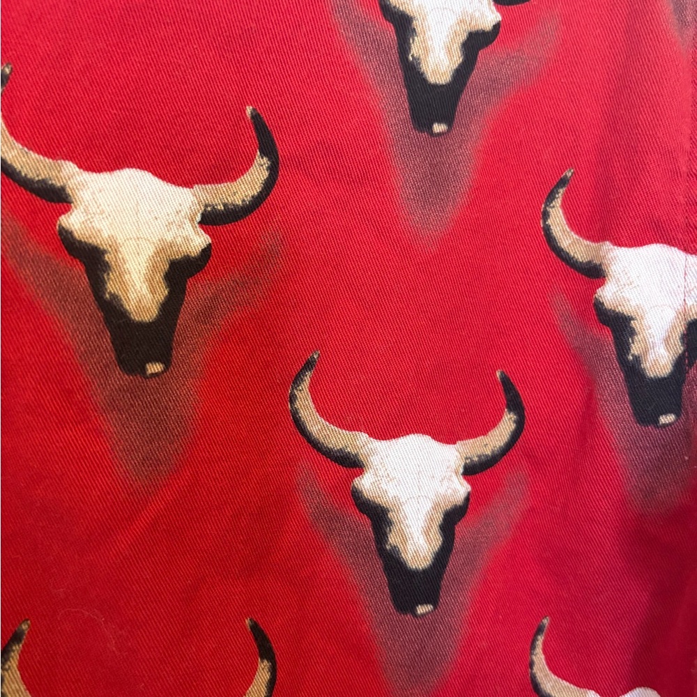 Vintage Barn Fly Red Longhorn Western Cowgirl Rodeo Button Down Shirt Small - Picture 5 of 5